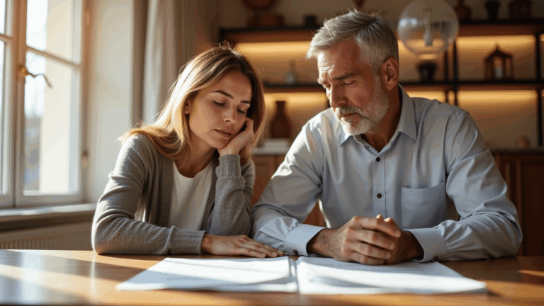 Paar berät sich über Immobilienverkauf in München